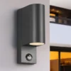 Außenwandleuchte mit Bewegungsmelder, Up and Down Anthrazit rund mit GU10 LED