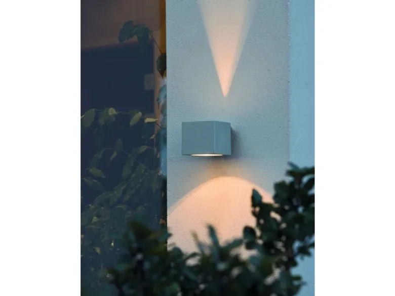 Außenwandleuchte MODENA eckiger Wandspot Up-Down, Höhe 9cm, Grau