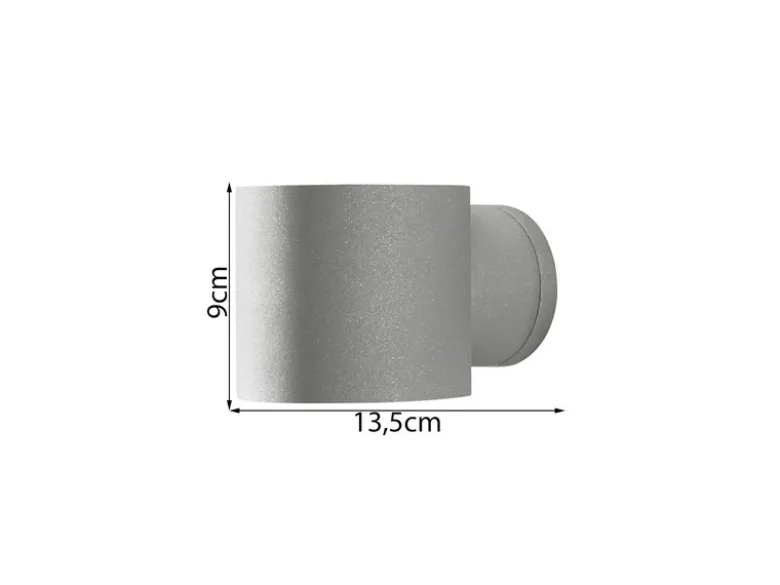 Außenwandleuchte MODENA runder Wandspot Up-Down, Höhe 9cm, Grau