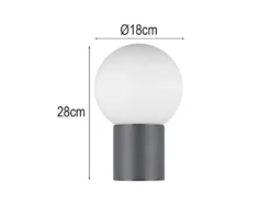 Außenwandleuchte MURES aus Aluminium in Anthrazit mit Glaskugel, Höhe 28cm