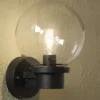 Außenwandleuchte NEMI mit Dämmerungssensor, Schwarz mit Glas Kugel Ø 20cm