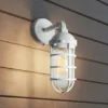 Außenwandleuchte OLBIA aus Aluminium Weiß & Klarglas, Höhe 33cm