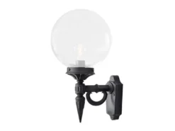 Außenwandleuchte ORION Aluminium Schwarz mit Glaskugel, Höhe 44cm