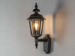 Außenwandleuchte PALLAS Laterne stehend, Alu Schwarz, Höhe 48cm