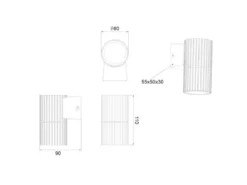 Außenwandleuchte PARANA Downlight Anthrazit geriffelt, Höhe 11cm