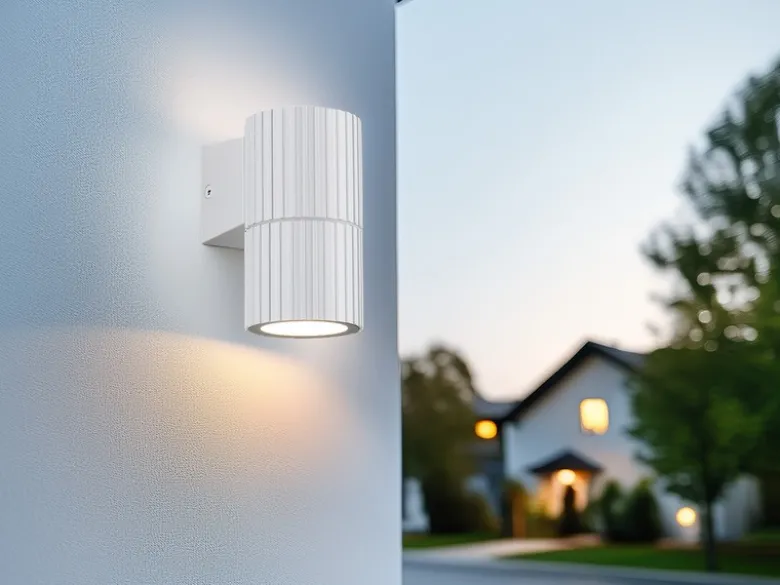 Außenwandleuchte PARANA Downlight Weiß geriffelt, Höhe 11cm