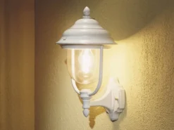 Außenwandleuchte PARMA Landhausstil Laterne stehend, Weiß, Höhe 43cm