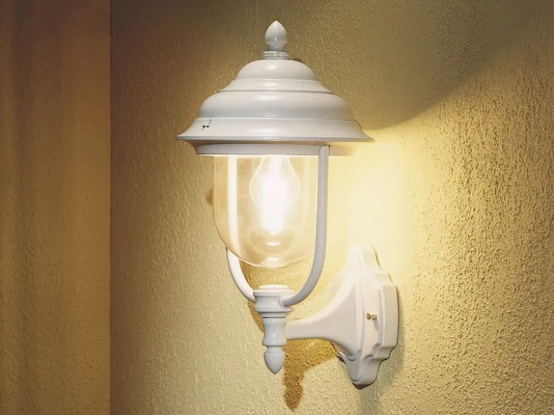 Außenwandleuchte PARMA Landhausstil Laterne stehend, Weiß, Höhe 43cm
