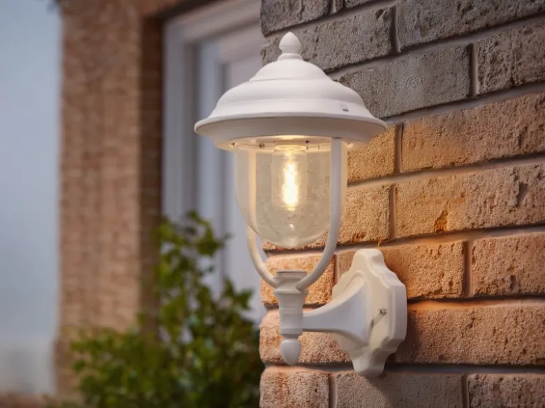 Außenwandleuchte PARMA Landhausstil Laterne stehend, Weiß, Höhe 43cm