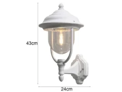 Außenwandleuchte PARMA Landhausstil Laterne stehend, Weiß, Höhe 43cm