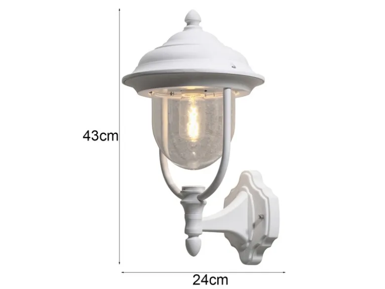 Außenwandleuchte PARMA Landhausstil Laterne stehend, Weiß, Höhe 43cm
