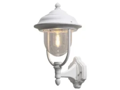Außenwandleuchte PARMA Landhausstil Laterne stehend, Weiß, Höhe 43cm