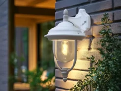 Außenwandleuchte PARMA Landhausstil Laterne hängend, Weiß, Höhe 46cm