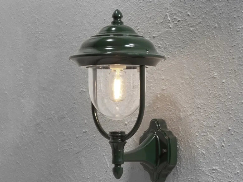 Außenwandleuchte PARMA Landhausstil Laterne stehend, Grün, Höhe 43cm