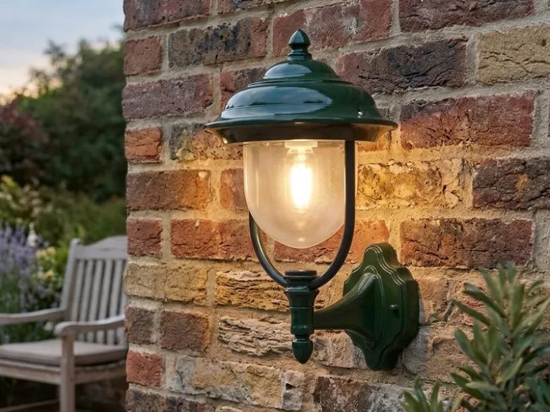 Außenwandleuchte PARMA Landhausstil Laterne stehend, Grün, Höhe 43cm
