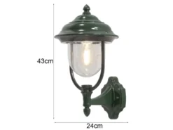 Außenwandleuchte PARMA Landhausstil Laterne stehend, Grün, Höhe 43cm