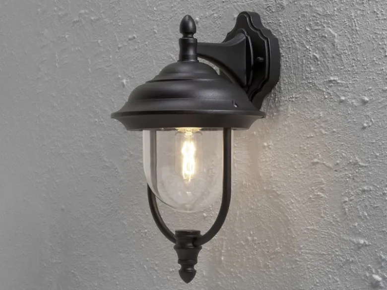 Außenwandleuchte PARMA Landhausstil Laterne hängend, Schwarz, Höhe 46cm
