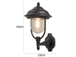 Außenwandleuchte PARMA Landhausstil Laterne stehend, Schwarz, Höhe 43cm