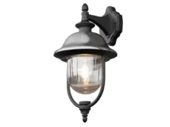 Außenwandleuchte PARMA Landhausstil Laterne hängend, Schwarz-Silber, Höhe 49cm
