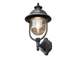 Außenwandleuchte PARMA Landhausstil Laterne stehend, Schwarz-Silber, Höhe 48cm