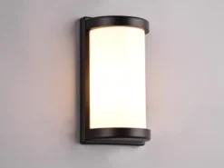 Außenwandleuchte PUELO Aluminium Schwarz & Acrylglas Weiß, Höhe 27cm