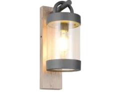 Außenwandleuchte SAMBESI Laterne im Landhausstil, Holzoptik, Höhe 33cm