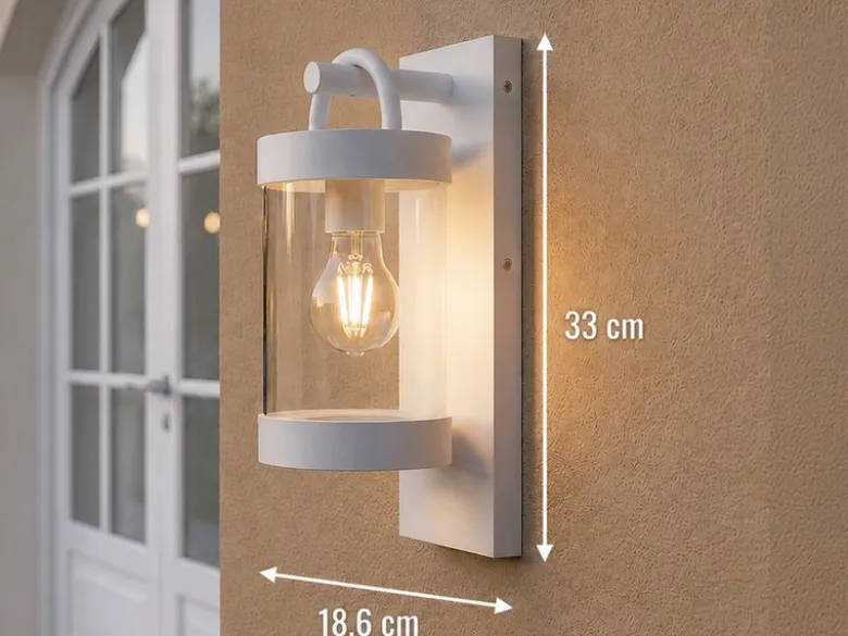 Außenwandleuchte SAMBESI Laterne im Landhausstil, Weiß, Höhe 33cm