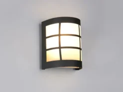 Außenwandleuchte SINTRA Edelstahl Schwarz & Glas Weiß, Höhe 16cm