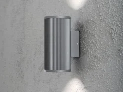 Außenwandleuchte SIRACUSA Up & Downlight Aluminium Grau, H 20,5cm