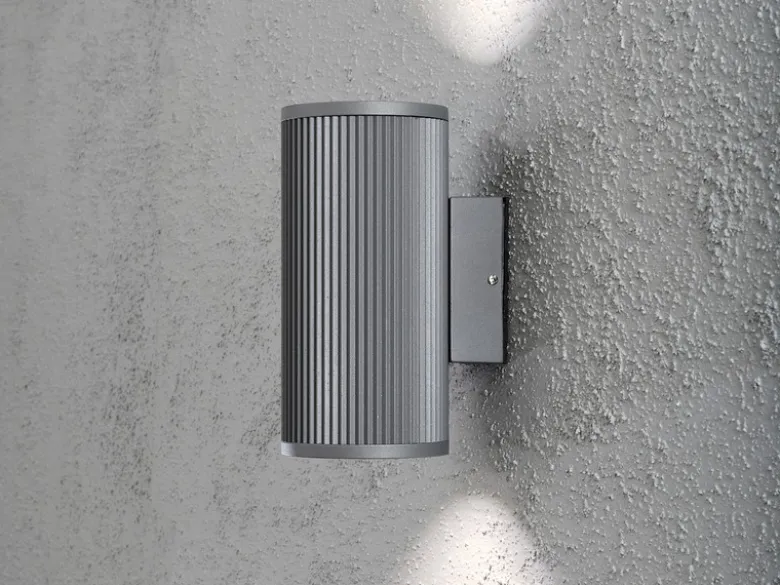 Außenwandleuchte SIRACUSA Up & Downlight Aluminium Grau, H 20,5cm