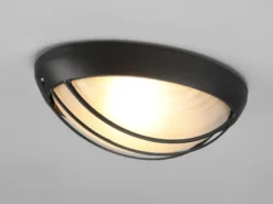 Außenwandleuchte TIRSO Schwarz mit Gitter oval, Breite 32cm