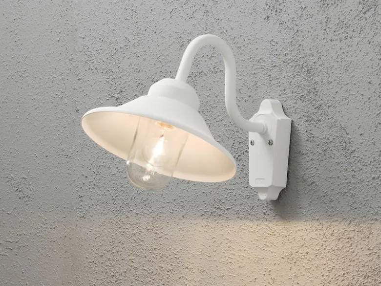 Außenwandleuchte VEGA im Landhausstil Aluminium Weiß, Höhe 30cm