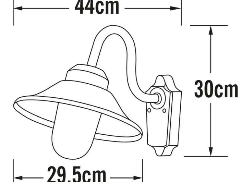 Außenwandleuchte VEGA im Landhausstil Aluminium Schwarz, Höhe 30cm