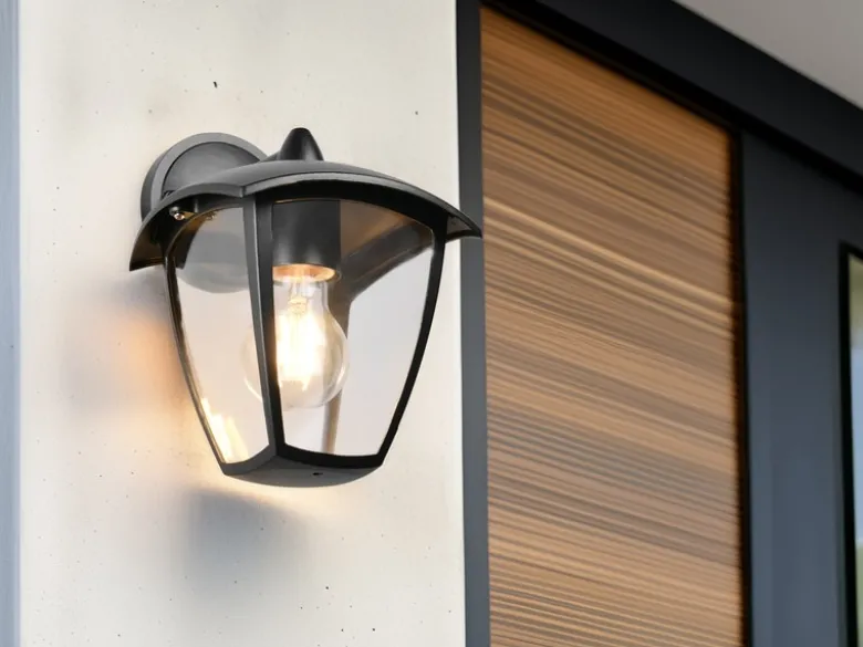 Außenwandleuchte VENTA Laterne hängend Landhausstil Schwarz, Höhe 24cm