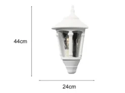 Außenwandleuchte VIRGO Laterne Halbschale Aluminium Weiß, Höhe 44cm