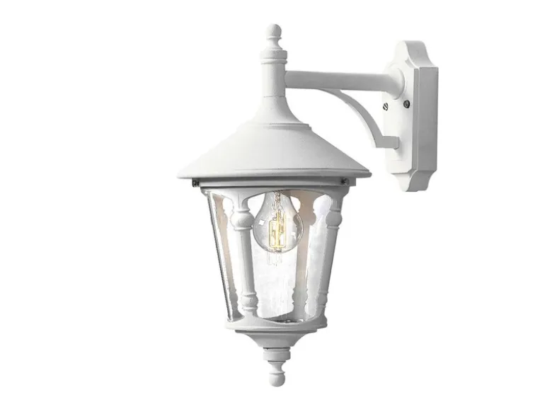 Außenwandleuchte VIRGO Laterne hängend Aluminium Weiß, Höhe 44cm