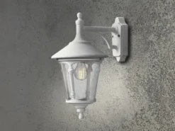 Außenwandleuchte VIRGO Laterne hängend Aluminium Weiß, Höhe 44cm