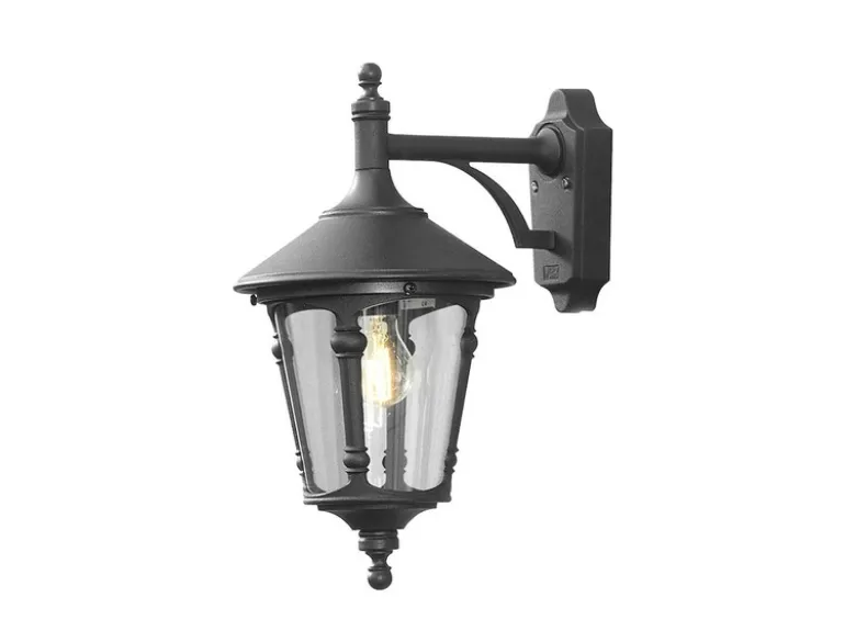 Außenwandleuchte VIRGO Laterne hängend Aluminium Schwarz, Höhe 44cm