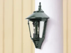 Außenwandleuchte VIRGO Laterne Halbschale Aluminium Grün, Höhe 44cm