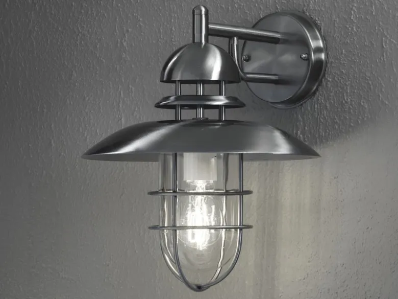 Außenwandleuchte / Wandlampe SORRENTO in Edelstahl, Laterne außen IP44