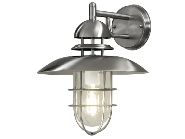 Außenwandleuchte / Wandlampe SORRENTO in Edelstahl, Laterne außen IP44