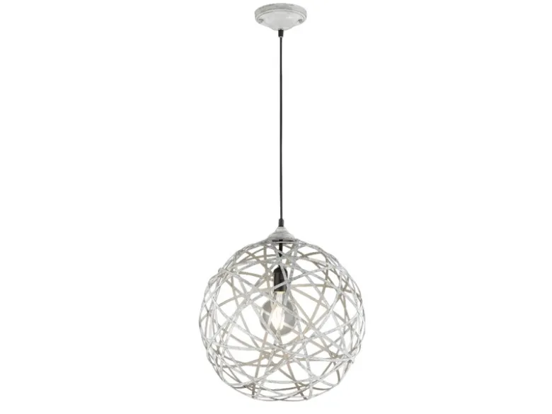 Außergewöhnliche Kugel Pendelleuchte JACOB Geflecht Design Grau Antik, Ø 40cm