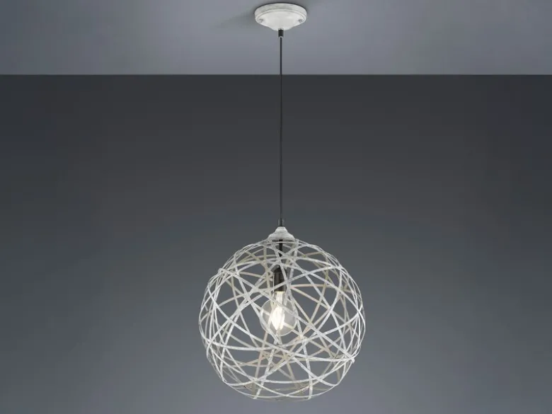 Außergewöhnliche Kugel Pendelleuchte JACOB Geflecht Design Grau Antik, Ø 40cm