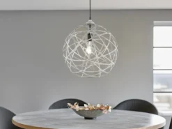 Außergewöhnliche Kugel Pendelleuchte JACOB Geflecht Design Grau Antik, Ø 40cm