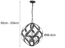 Außergewöhnliche Pendelleuchte BLACKSMITH für Innen & Außen, 5-flammig Ø66,4cm
