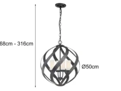 Außergewöhnliche Pendelleuchte BLACKSMITH für Innen & Außen, 4-flammig Ø50cm