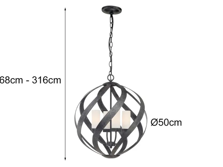 Außergewöhnliche Pendelleuchte BLACKSMITH für Innen & Außen, 4-flammig Ø50cm