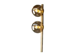 Außergewöhnliche Wandlampe PLUTO Messing 2 flammig - Glaskugel Amber