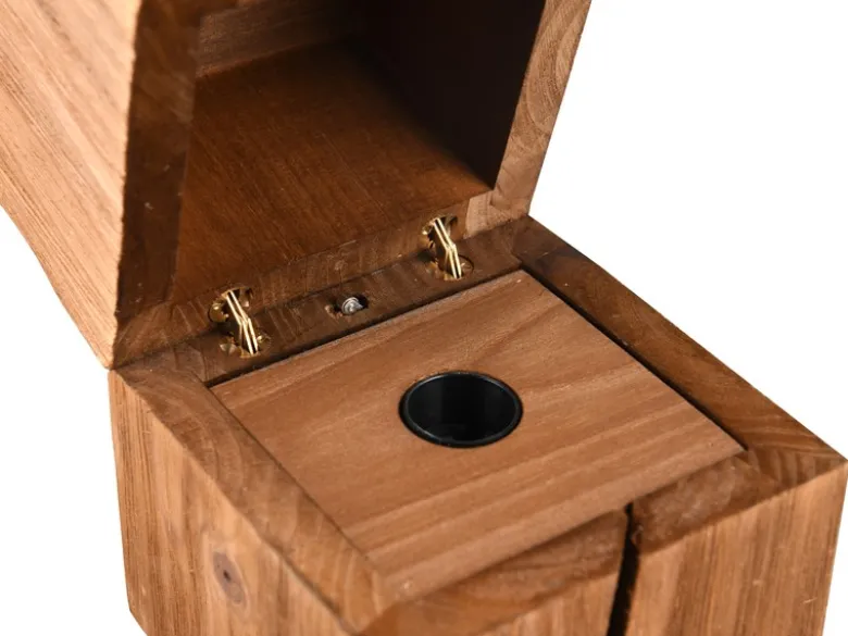 Aufklappbare LED Tischleuchte TREASURE aus Naturholz, Höhe 16cm