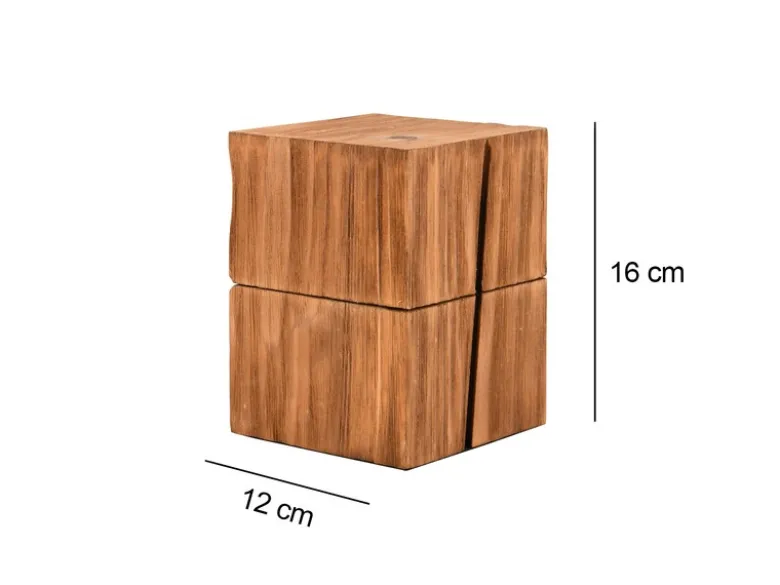 Aufklappbare LED Tischleuchte TREASURE aus Naturholz, Höhe 16cm